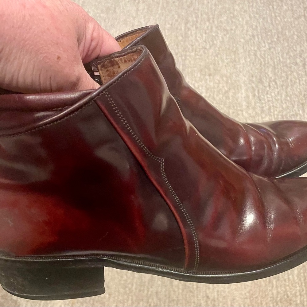 Mario Calugi Burgundy Leather Ankle Boots, size 11